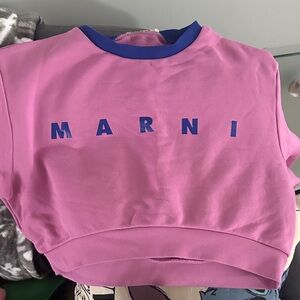 Marni Kids Pink Sweatshirt with Blue Trim